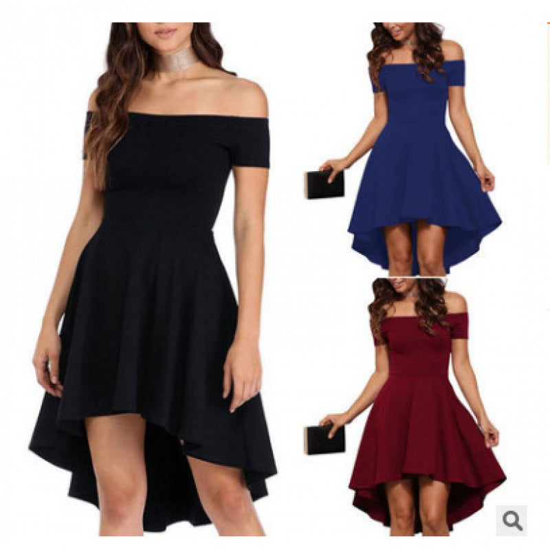 Robe romantique femme à épaules dénudées avec ourlet asymétrique et design ajusté Levoire