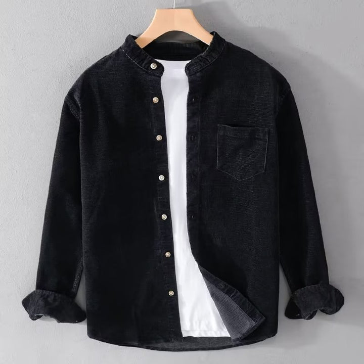 Veste chemise en corduroy pour femmes avec col montant moderne et poche poitrine pratique Levoire