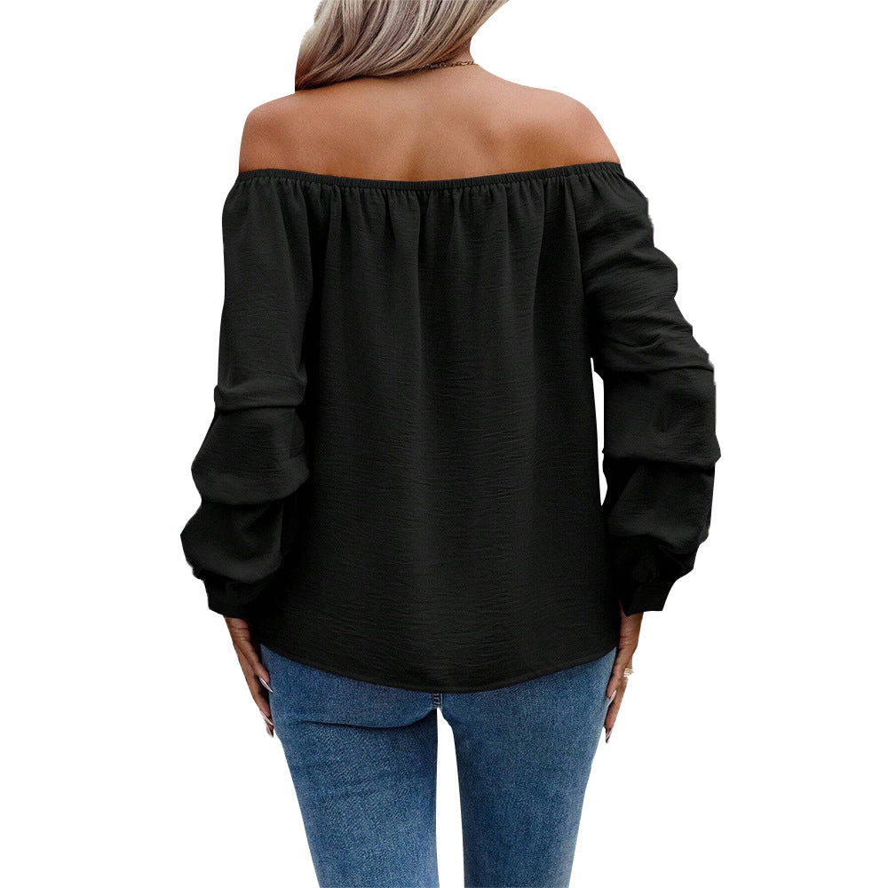Blouse femme à épaules dénudées avec détails en volants et manches longues Levoire
