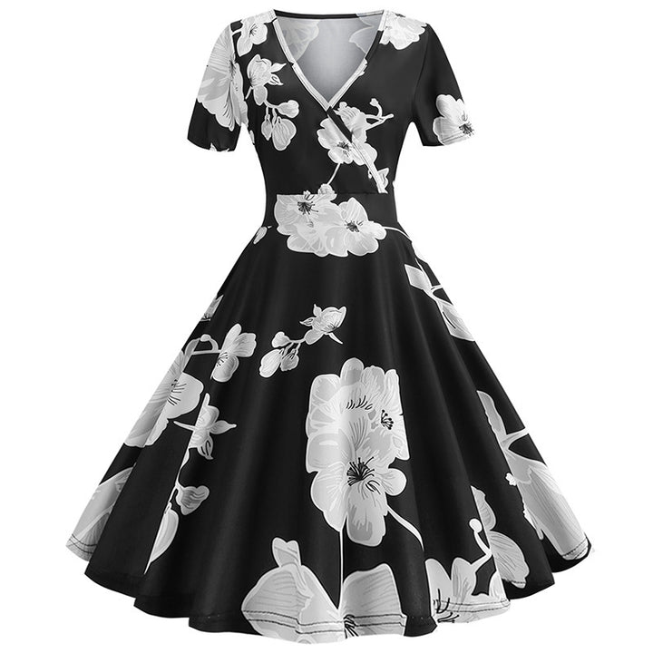 Robe portefeuille pour femmes avec motif floral et élégante encolure en V Levoire