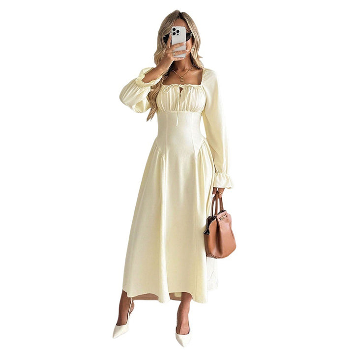 Robe maxi élégante pour femmes avec cordon sophistiqué et manches bouffantes Levoire