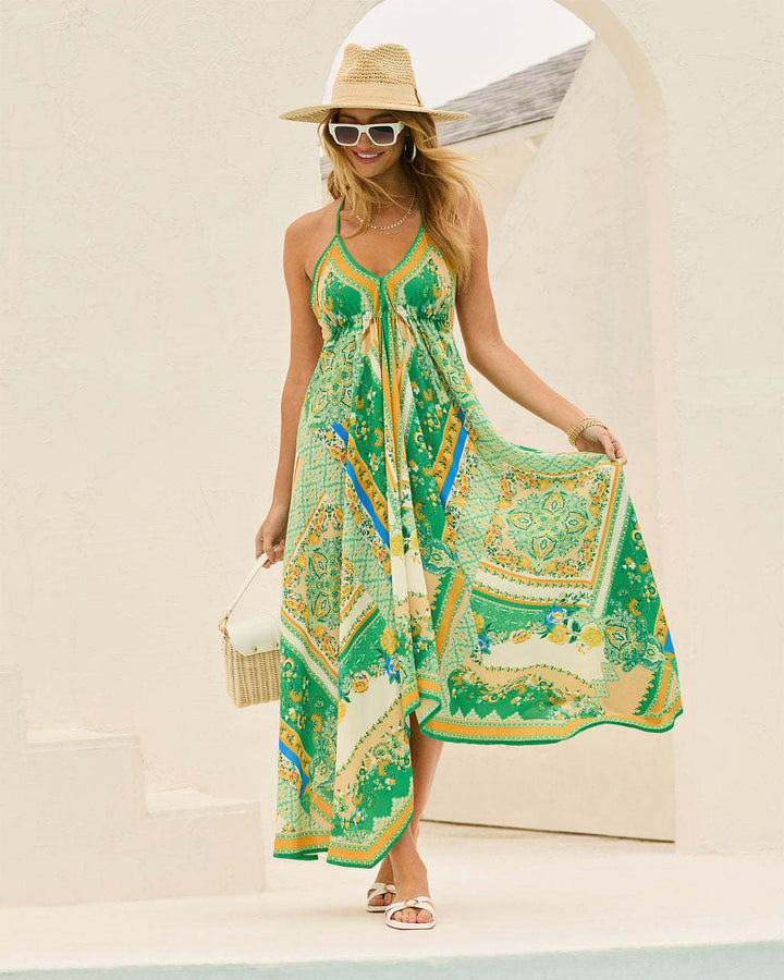 Levoire | Robe longue élégante avec large ourlet Vert