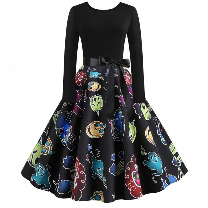 Robe swing pour femmes avec un design de fantôme ludique et une jupe qui tourne Levoire