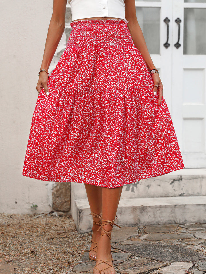 Jupe midi pour femmes avec taille élastique et motif floral Levoire