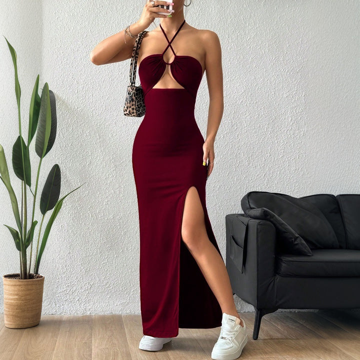 Robe maxi femme avec découpe élégante et fente excitante Levoire
