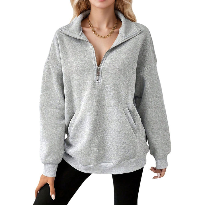 Sweat-shirt décontracté pour femmes avec une demi-fermeture éclair et poches pratiques Levoire
