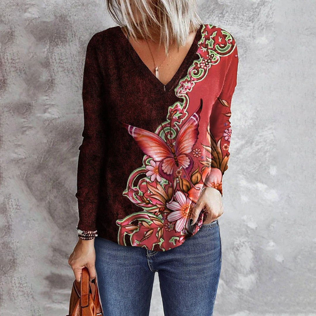 Levoire | Chemise tendance avec impression de papillon Rot