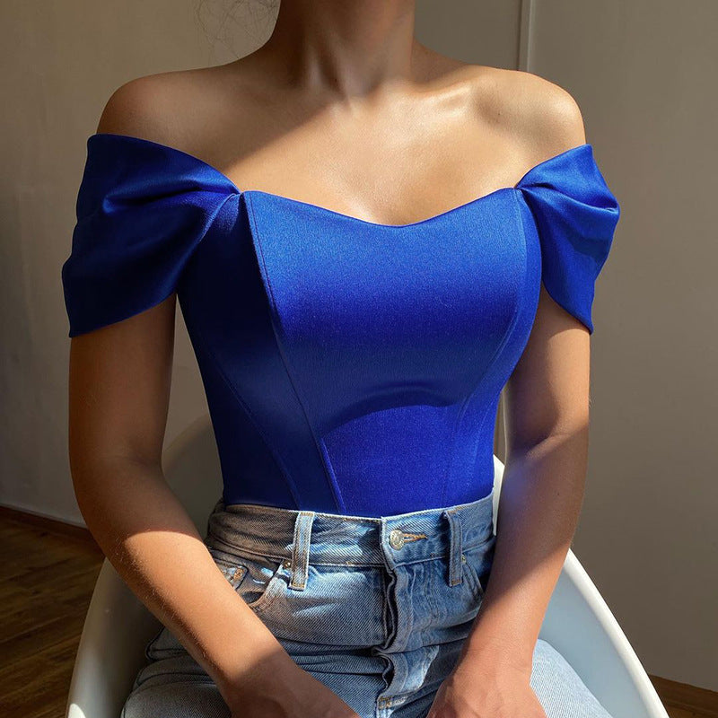 Levoire | Élégante blouse sans manche asymétrique à une épaule Bleu