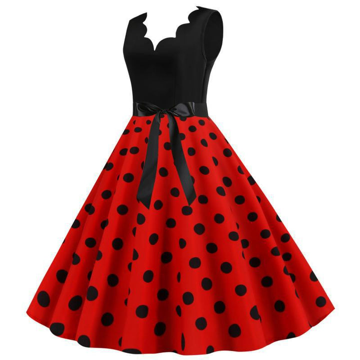 Robe swing femme avec un design moderne à pois et un élégant col en V Levoire