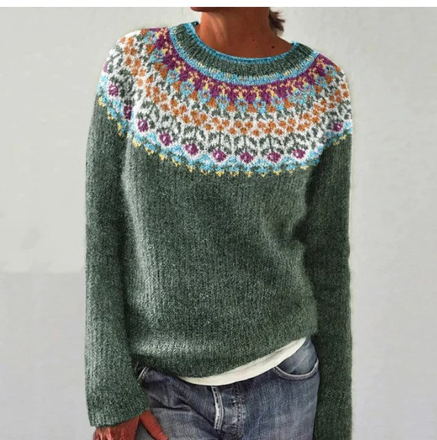 Levoire | Pull D'Automne Rétro Vert Bleu