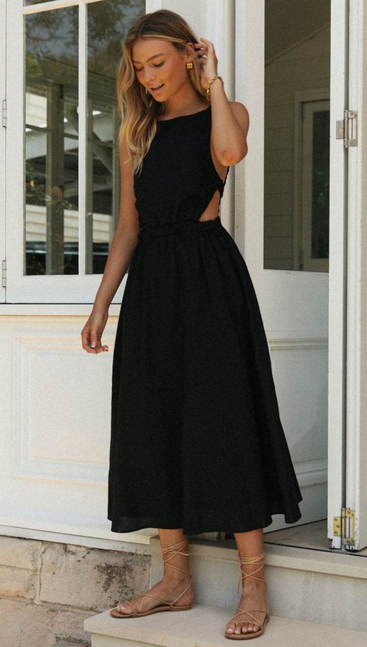 Robe maxi d'été élégante pour femmes avec une coupe sophistiquée et un cordon ajustable à la taille Levoire