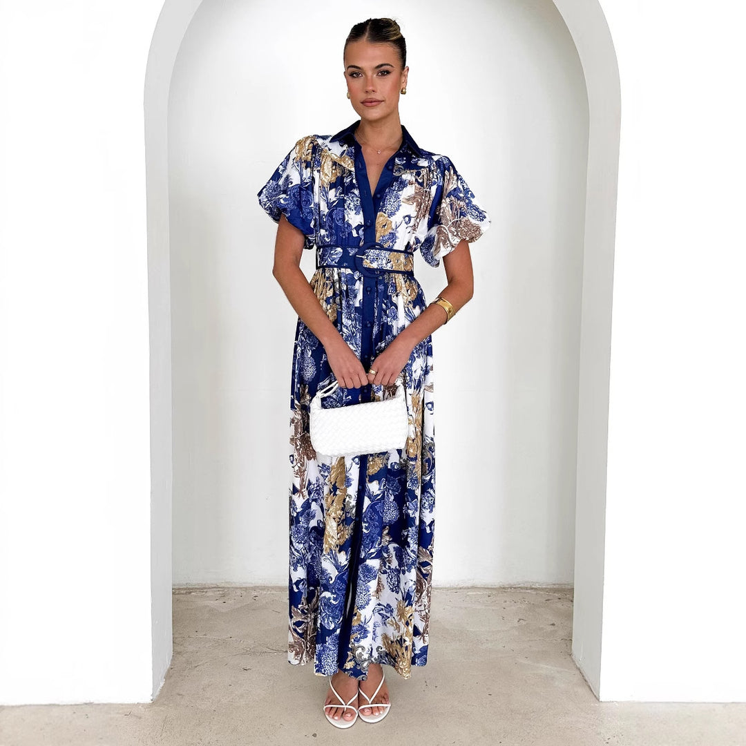 Robe maxi femme avec motif floral et ceinture à la taille Levoire