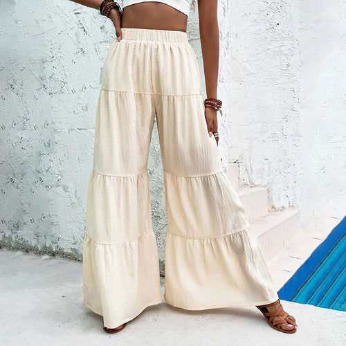 Pantalons palazzo larges pour femmes avec design en couches et ceinture élastique Levoire