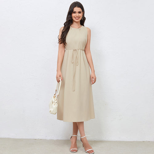Robe mi-longue pour femme avec cordon élégant et ourlet flottant Levoire