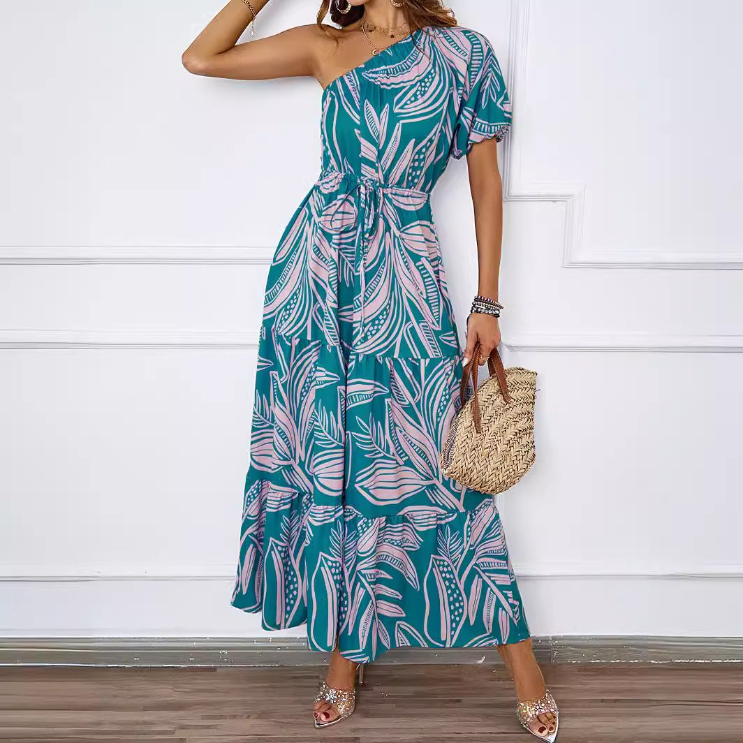 Robe Maxi d'été pour femmes avec coupe asymétrique et motif floral Levoire