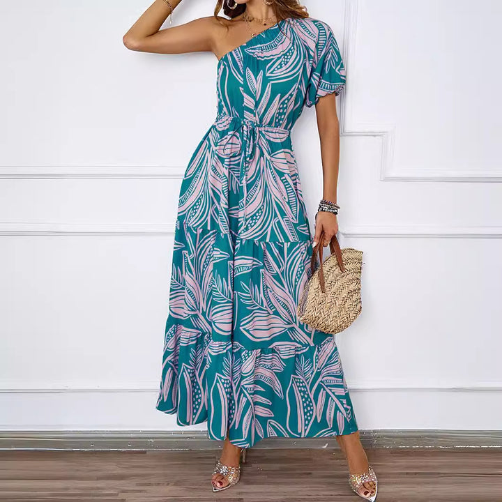 Robe Maxi d'été pour femmes avec coupe asymétrique et motif floral Levoire