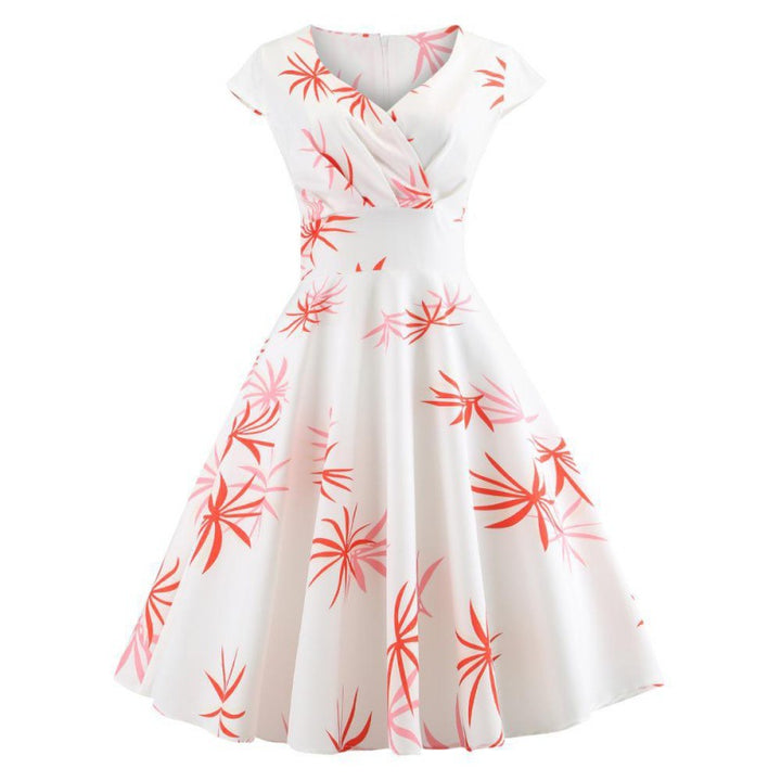 Robe à swing pour femmes avec un design enveloppant élégant et des accents floraux Levoire
