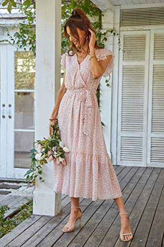 Robe maxi pour femmes avec décolleté en V profond et jupe évasée Levoire