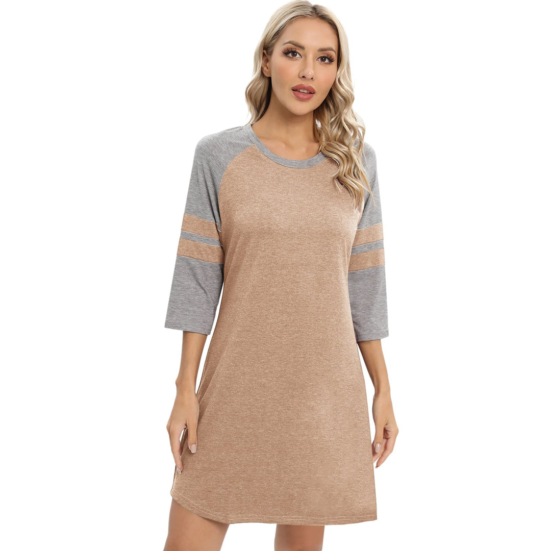 Levoire | Couleur - Chemise de nuit Printemps Été Patches Bloc Chemise de nuit Helles Kaki