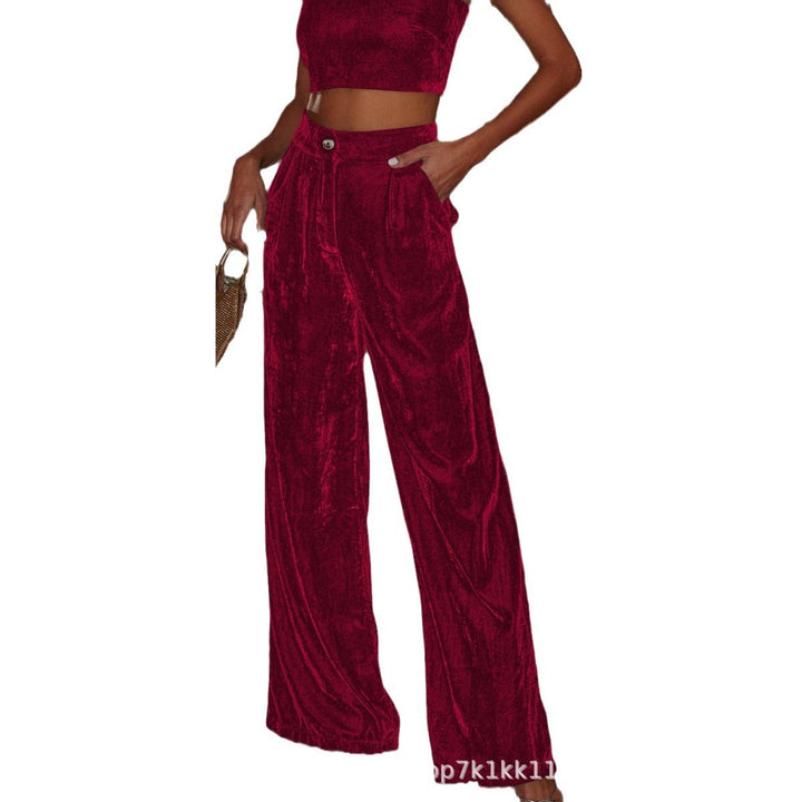 Pantalons en velours large élégant pour femmes avec de hautes fentes Levoire