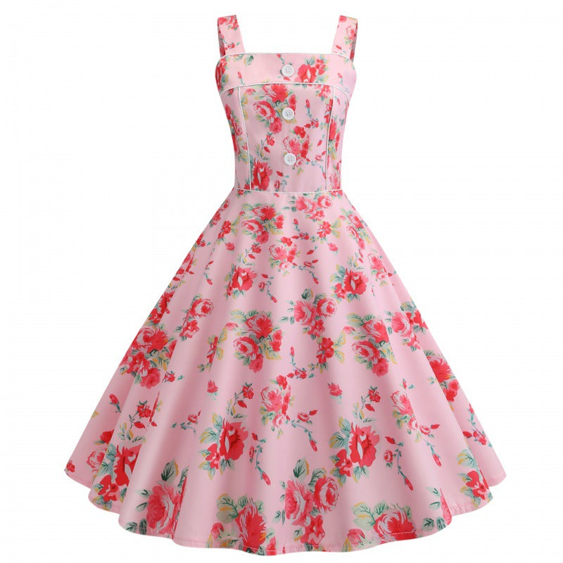 Robe évasée pour femmes avec mélange de motifs floraux et tablier élégant Levoire