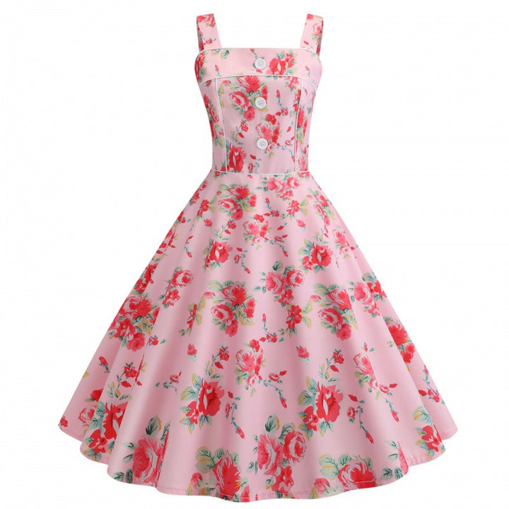 Robe évasée pour femmes avec mélange de motifs floraux et tablier élégant Levoire