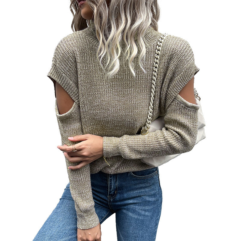 Top tricoté à la mode pour femmes avec des manches ouvertes et une texture grossière Levoire