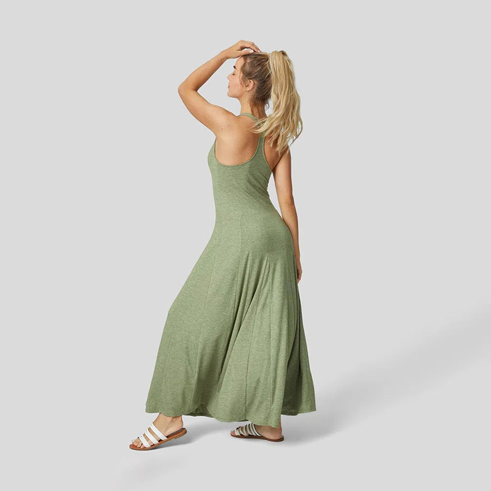 Robe maxi pour femmes avec coupe fluide et élégant col rond Levoire