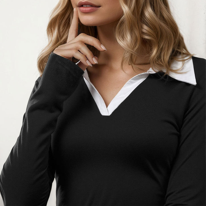 Robe mini élégante pour femmes avec col élégant et manches longues Levoire