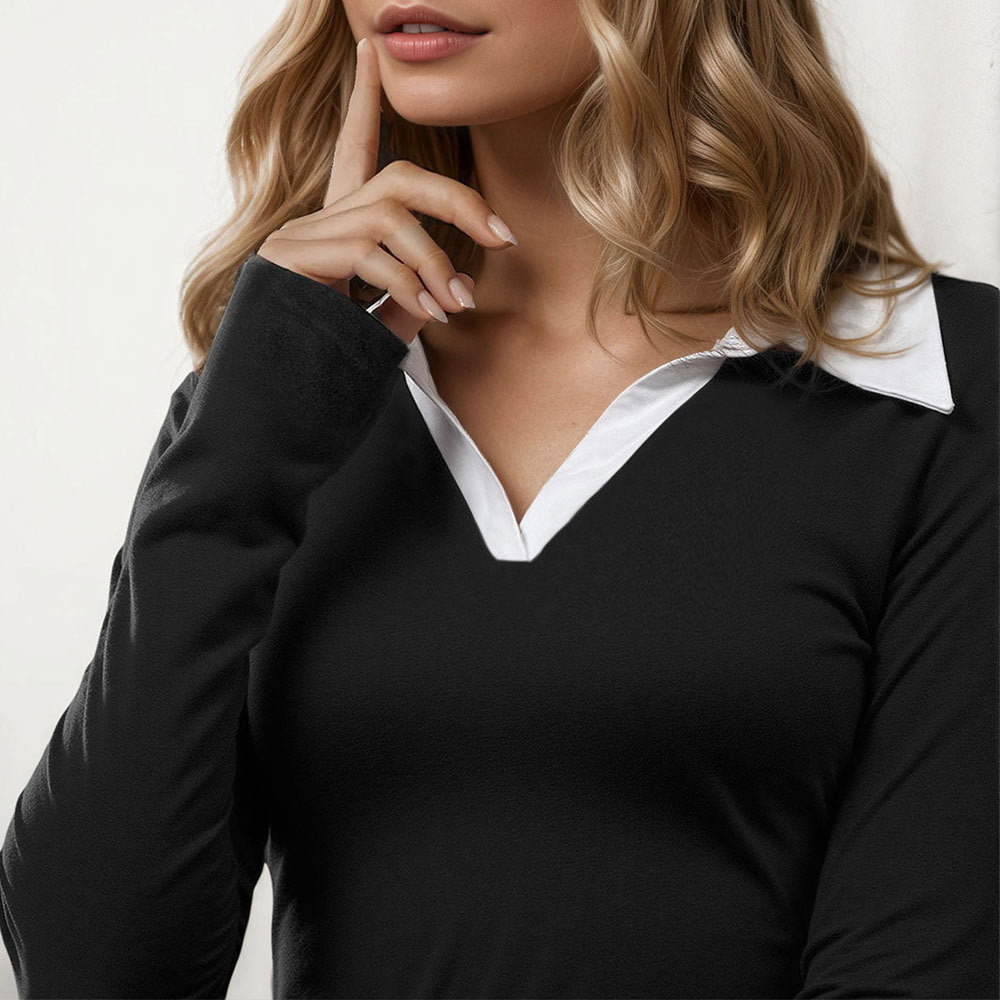 Robe mini élégante pour femmes avec col à la mode et manches longues Levoire