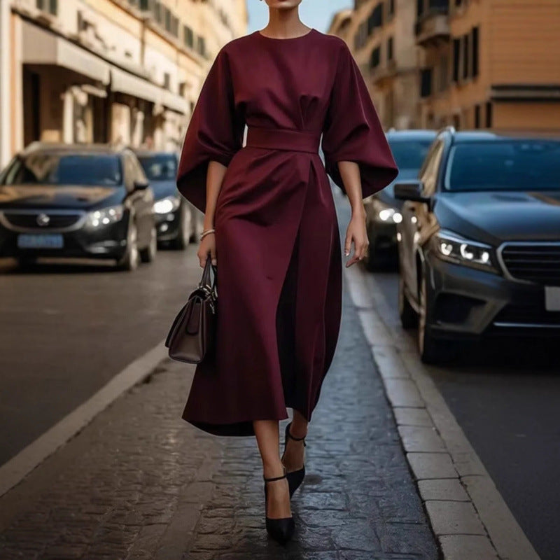 Levoire | Jupe taille haute Manches chauve-souris décontractées Jupe longue