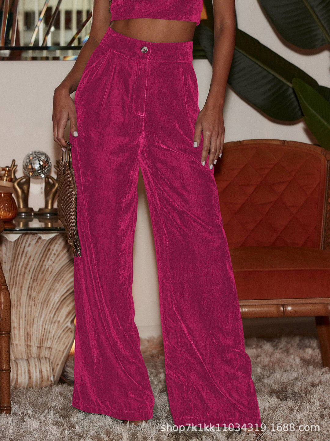 Pantalons en velours large élégant pour femmes avec de hautes fentes Levoire