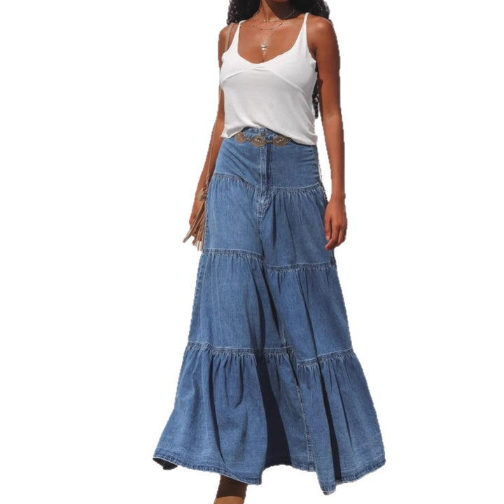 Robe maxi pour femmes au style décontracté et avec des volants volumineux Levoire