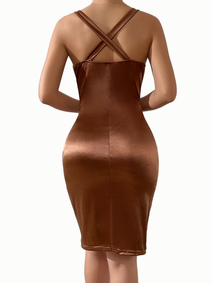 Levoire | robe longue à décolleté en V sans manches avec fente latérale