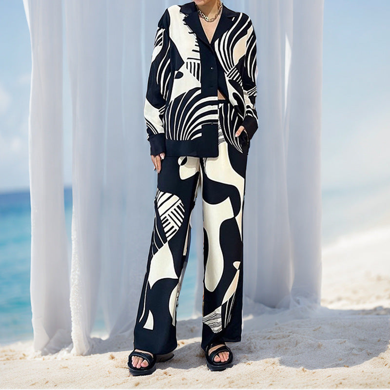 Levoire | Ensemble Imprimé Chic Manches Longues