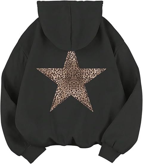 Haut à capuche pour femme avec grand motif étoile imprimé léopard Levoire