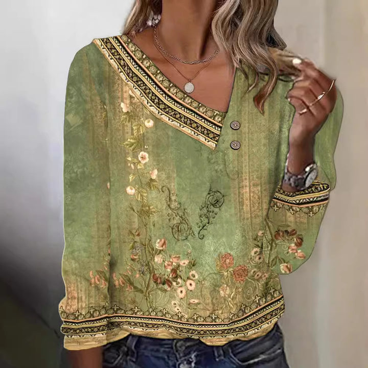 Blouse pour femme avec motif floral et col en V élégant Levoire