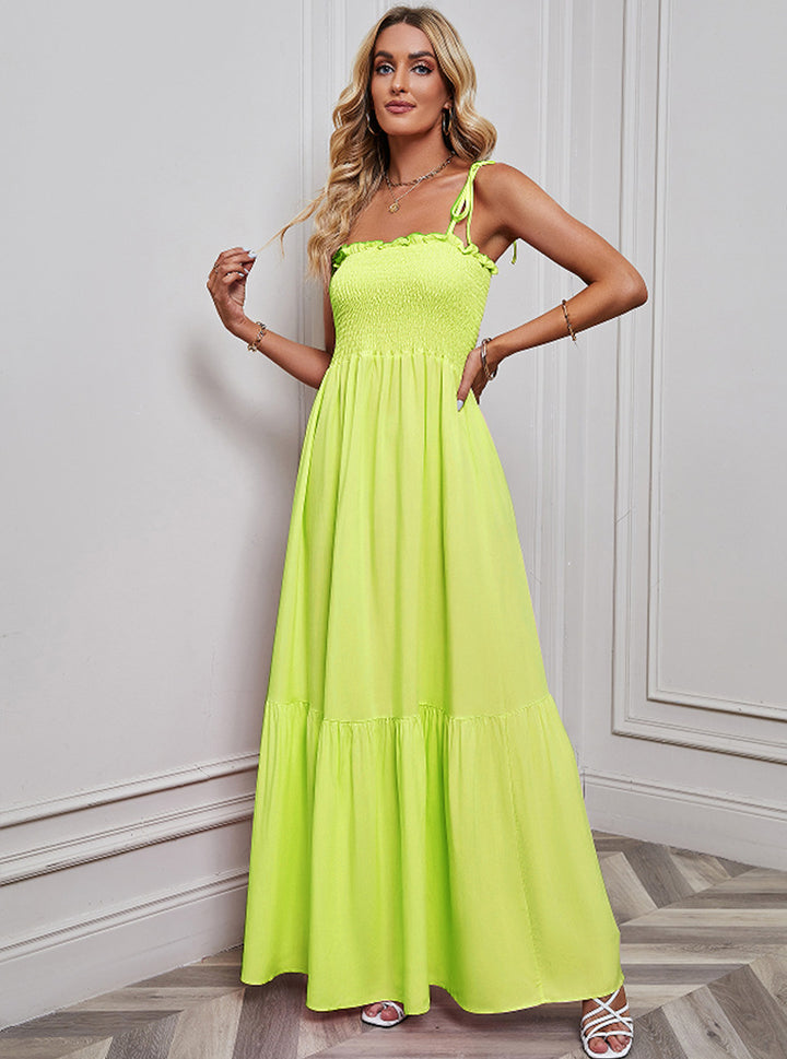 Robe maxi femme avec corsage élastique et jupe volumineuse Levoire