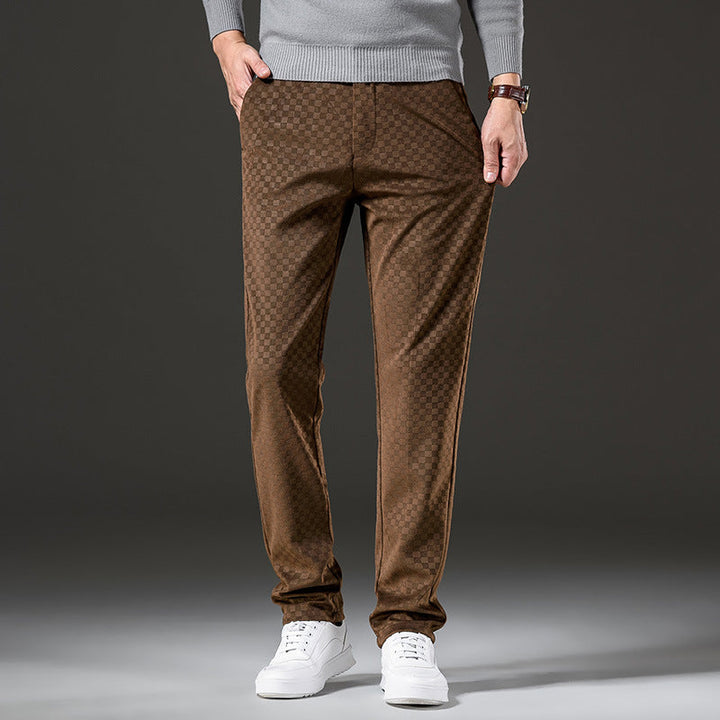 Levoire | Pantalon En Velours Côtelé À Carreaux Café