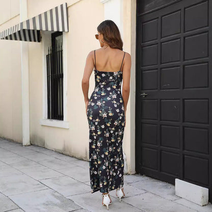 Levoire | Robe Maxi Bodycon Fleurie à Décolleté en V sexy