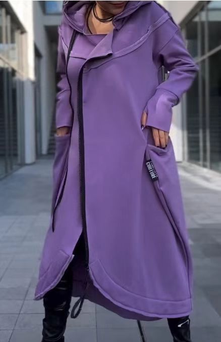 Manteau à capuche élégant pour femmes avec poches et coupe asymétrique Levoire
