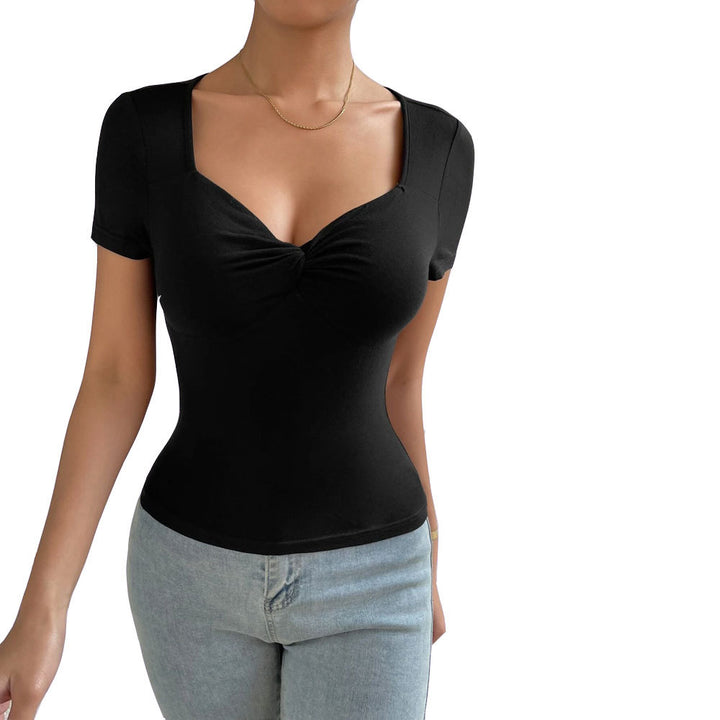 T-shirt ajusté pour femmes avec décolleté en forme de cœur et manches courtes Levoire