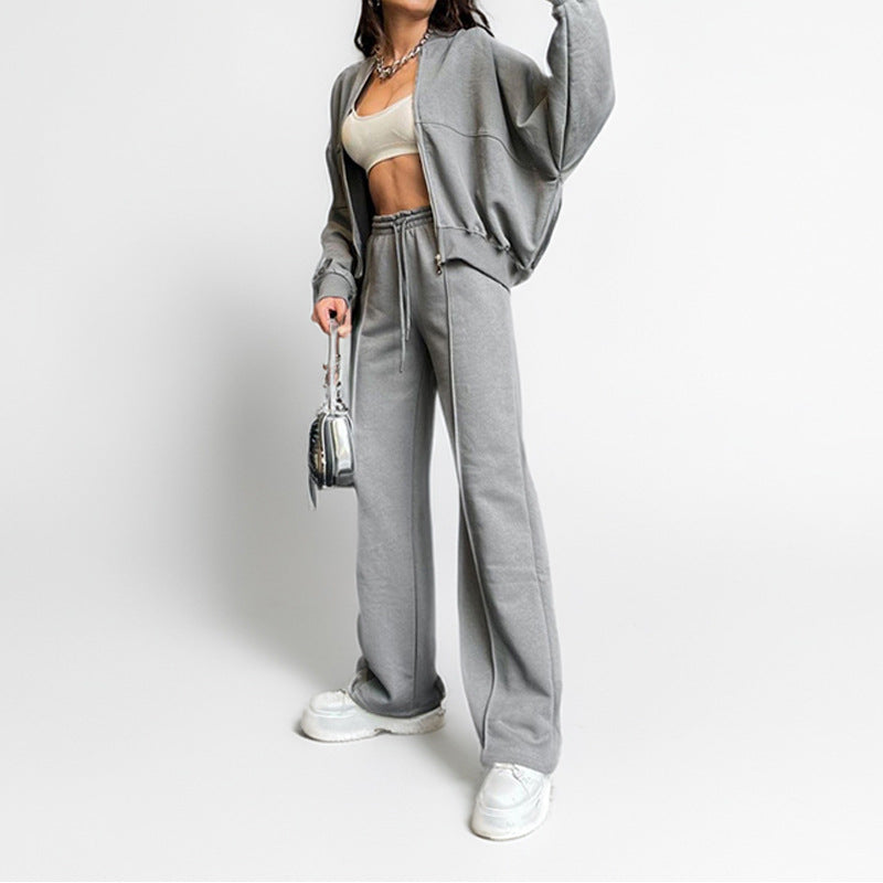 Ensemble sportif pour femmes avec fermeture éclair et jambes larges Levoire