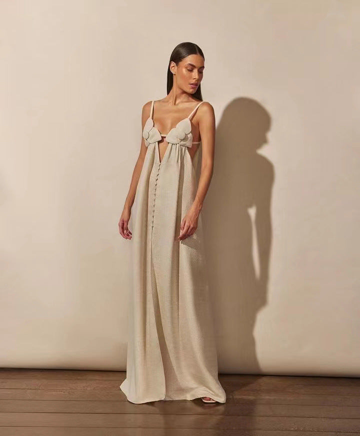 Levoire | Maxi Robe Avec Décolleté En V Et Fente Florale Haute