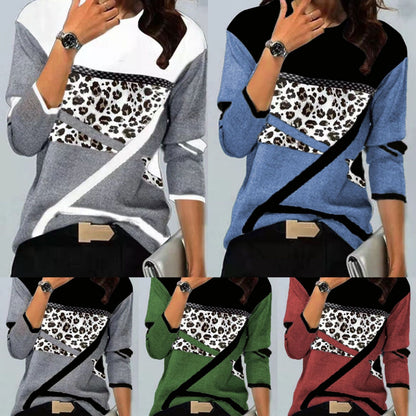 Levoire | Tunique Longue à Manches Longues Imprimée Relaxante Col Rond