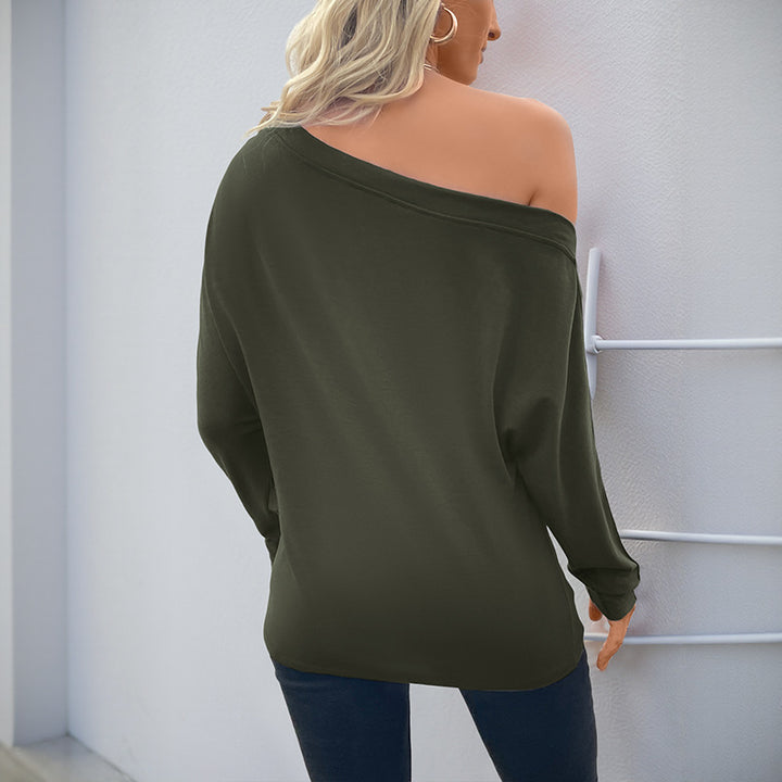 Chemise pour femmes à manches longues surdimensionnée avec encolure asymétrique et détails de boutons fins Levoire