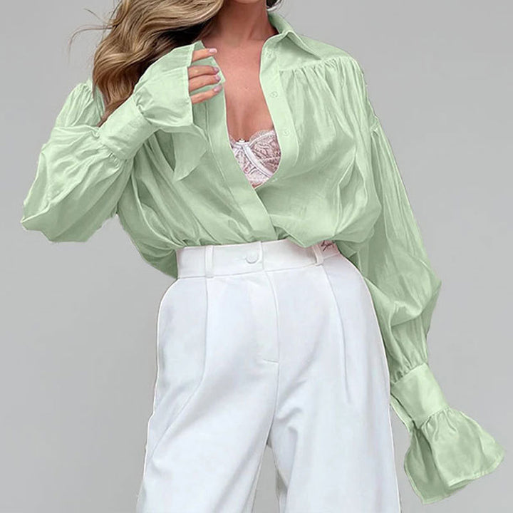Blouse Élégante pour Femme avec Coupe Ample et Manches en Forme de Ballon Levoire