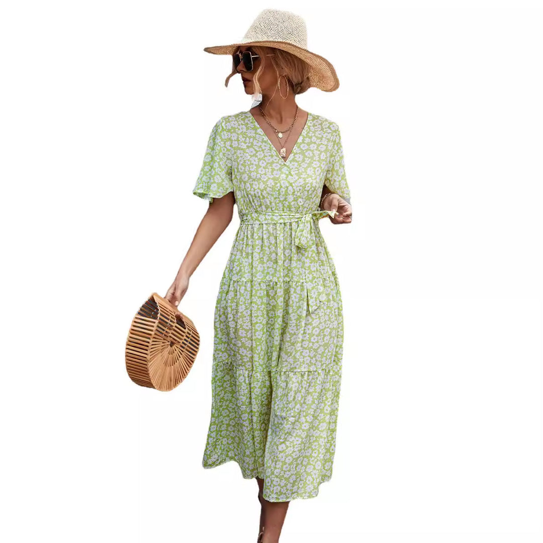 Robe midi femme avec motif floral et lien de taille ajustable Levoire