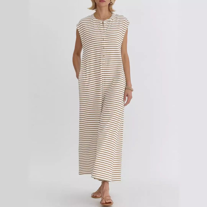 Combinaison décontractée femme avec motif stripes moderne et poches pratiques Levoire