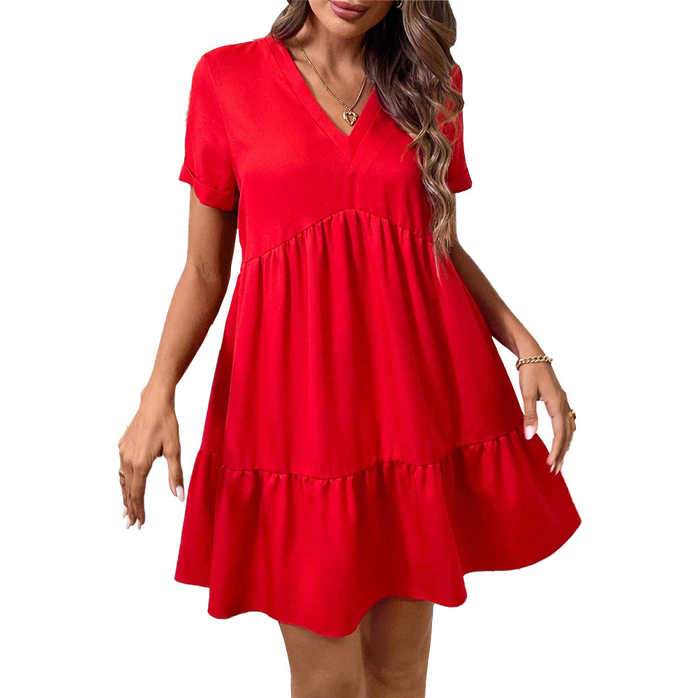 Robe décontractée pour femme avec décolleté en V et jupe évasée Levoire